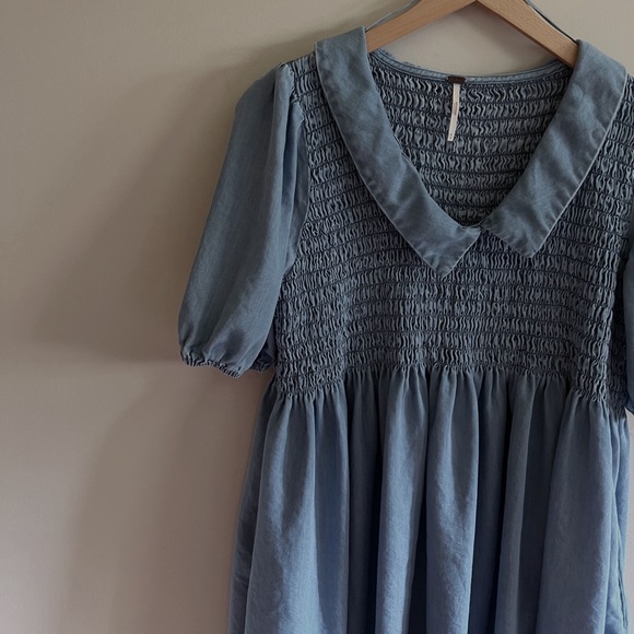 Free People Tops - Free People Denim Style Cottagecore Collared Shirt